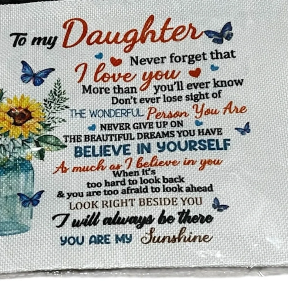 To My Daughter Floral Sunflower Canvas Pouch - Inspirational Makeup Bag